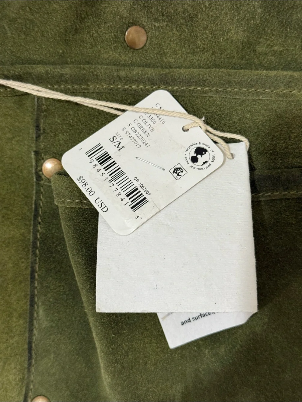Free People Olive Green Suede Utility Belt with Pouch